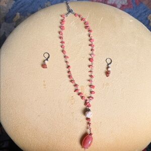 Chic Coral Necklace and Earring Set